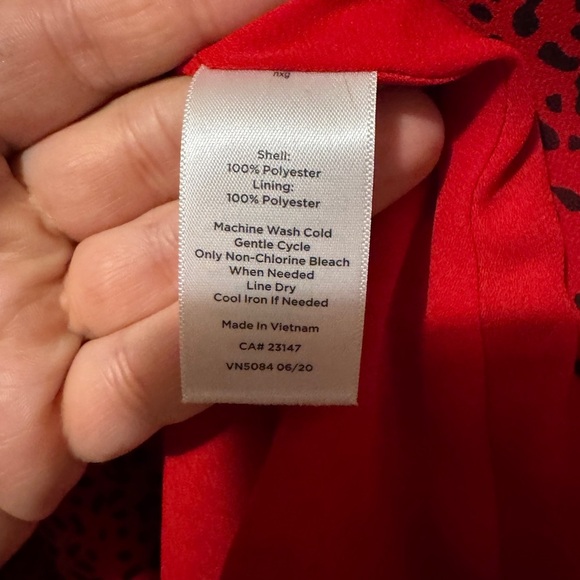 TALBOTS Red Black Leopard Print Lined Blouson Dress Size 10 - Picture 5 of 5